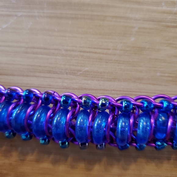 Handmade Chainmail Bracelet Violet Blue Unisex - Picture 3 of 7